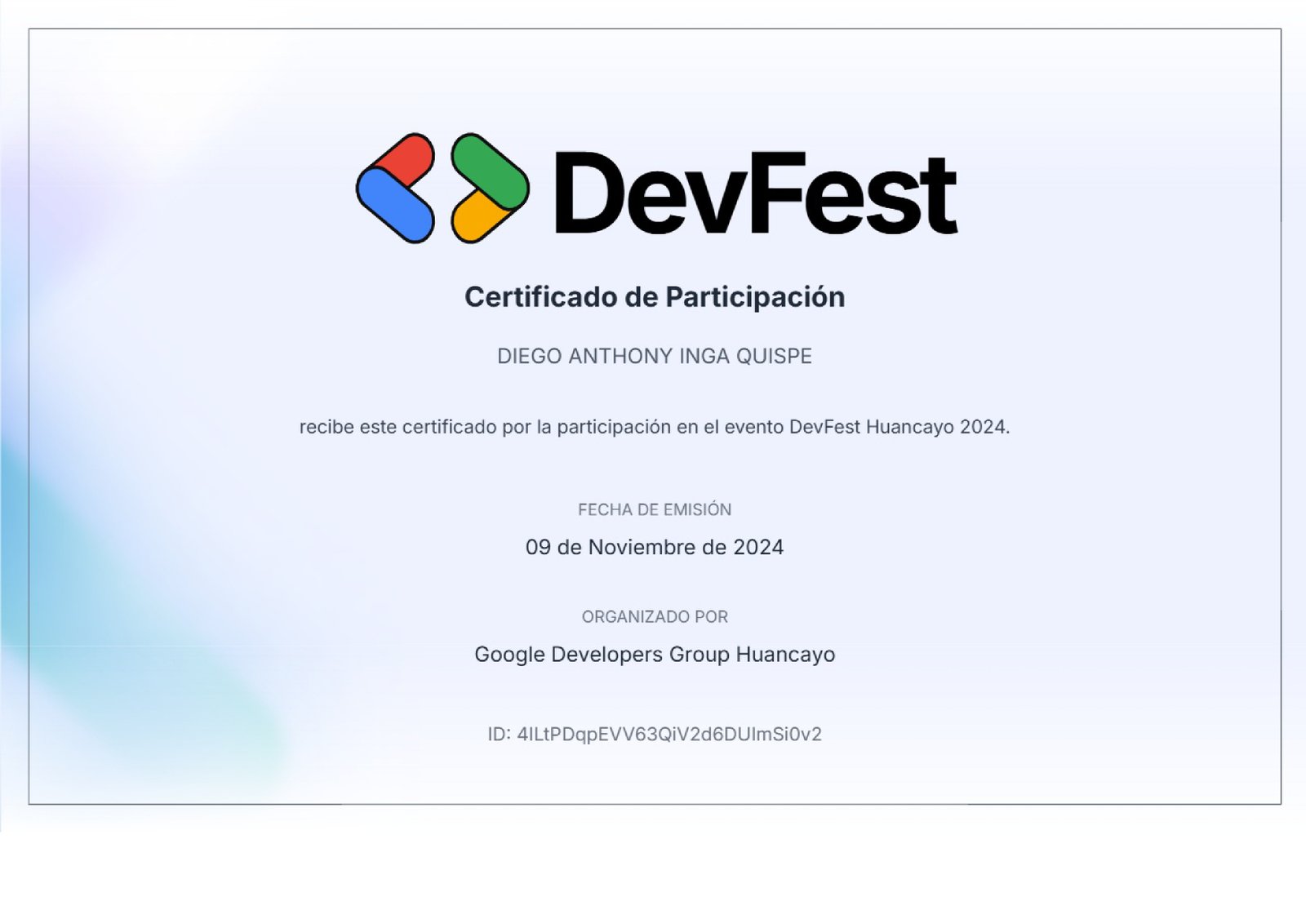 Certificado DevFest